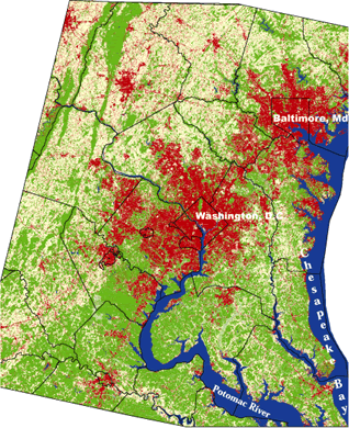 DC region developed land in 2000