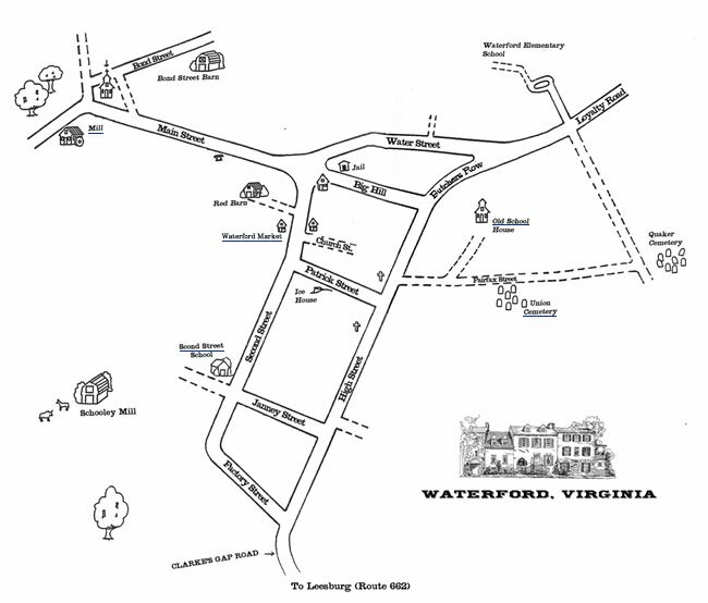 Street map of Waterford, Virginia